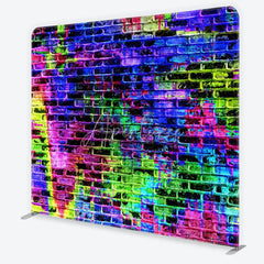 Aperturee - Aperturee Vibrant Neon Graffiti Brick Wall Square Double-Sided Backdrop Abstract Paint Splatter Urban Art Photography
