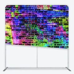 Aperturee - Aperturee Vibrant Neon Graffiti Brick Wall Square Double-Sided Backdrop Abstract Paint Splatter Urban Art Photography
