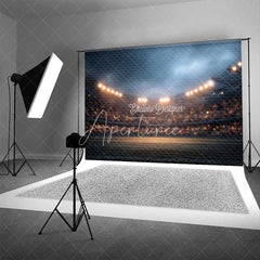 Aperturee - Aperturee Vibrant Night Stadium Field Sports Backdrop with Bright Lights Grand Game Day Event and Party Decor