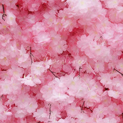 Aperturee - Aperturee Vibrant Pink Cherry Blossom Artificial Flower Wall Elegant Wedding Party and Baby Shower Photo Decor