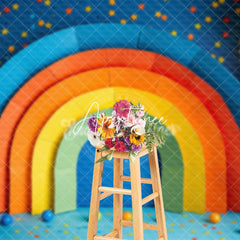 Aperturee - Aperturee Vibrant Rainbow Archway Geometric Patterns Backdrop