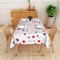 Aperturee - Aperturee Vibrant Red and Blue Stars Patriotic Rectangle Tablecloth Scalloped Edge for Independence Day Celebrations
