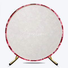 Aperturee - Aperturee Vibrant Red and Pink Floral Wall Round Backdrop Romantic Rose and Hydrangea Flower Decor for Weddings