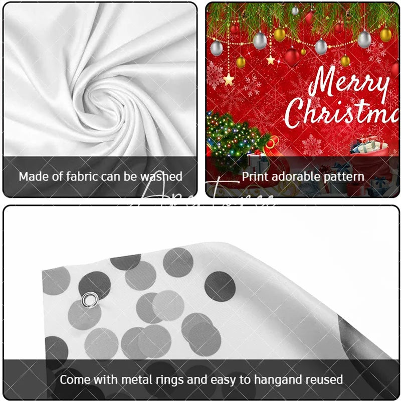 Aperturee - Aperturee Vibrant Red Merry Christmas Garage Door Banner with Snowman Sleigh and Festive Ornaments Holiday Decor