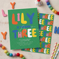Aperturee - Aperturee Vibrant Set of 20 Letters Custom 3rd Birthday Invitation Playful Three Theme Party Decor for Kids Celebration