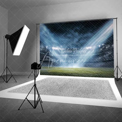 Aperturee - Aperturee Vibrant Sports Stadium Backdrop Football Field Photography Background Bright Spotlights Game Day Decor