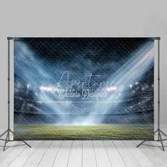 Aperturee - Aperturee Vibrant Sports Stadium Backdrop Football Field Photography Background Bright Spotlights Game Day Decor