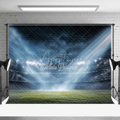 Aperturee - Aperturee Vibrant Sports Stadium Backdrop Football Field Photography Background Bright Spotlights Game Day Decor