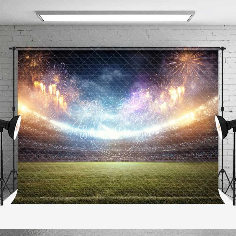 Aperturee - Aperturee Vibrant Sports Stadium Backdrop with Night Sky Celebration Grand Event Photography Background