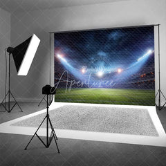 Aperturee - Aperturee Vibrant Sports Stadium Night Game Backdrop Professional Football Field Photography Background Event Party Decor