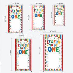 Aperturee - Aperturee Vibrant Striped It’s Fun To Be One Rectangle Arch Backdrop First Birthday Party Decor