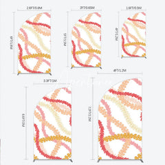 Aperturee - Aperturee Vibrant Tropical Floral Lei Pattern Half Moon Arch Backdrop Hawaiian Luau Party Decor
