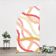 Aperturee - Aperturee Vibrant Tropical Floral Lei Pattern Half Moon Arch Backdrop Hawaiian Luau Party Decor