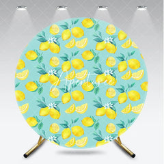 Aperturee - Aperturee Vibrant Watercolor Lemon and Blossom Pattern Round Backdrop Fresh Citrus Fruit Theme Summer Party Decor