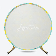 Aperturee - Aperturee Vibrant Watercolor Lemon and Blossom Pattern Round Backdrop Fresh Citrus Fruit Theme Summer Party Decor