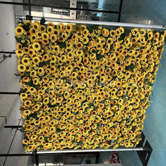 Aperturee - Aperturee Vibrant Yellow Sunflower Artificial Flower Wall Backdrop Cheerful Floral Decor for Parties and Events.