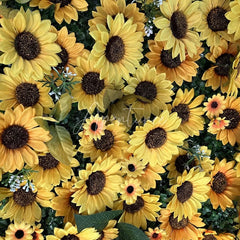 Aperturee - Aperturee Vibrant Yellow Sunflower Artificial Flower Wall Backdrop Cheerful Floral Decor for Parties and Events.