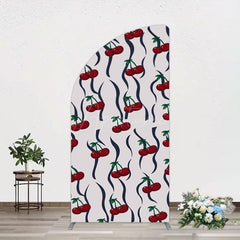 Aperturee - Aperturee Vintage Abstract Red Cherry Birthday Half Moon Arch Backdrop
