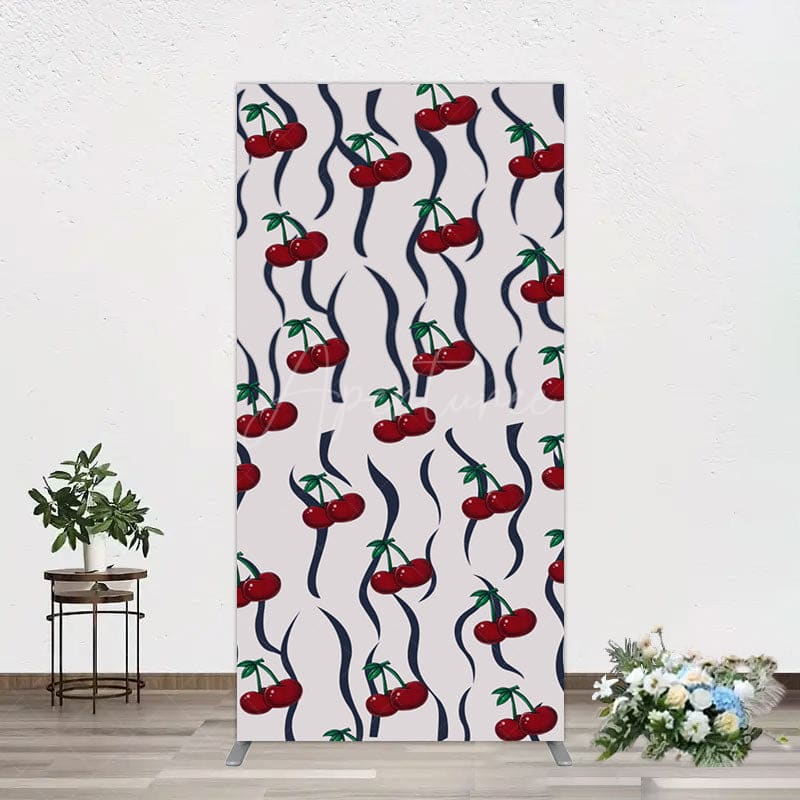 Aperturee - Aperturee Vintage Abstract Red Cherry Birthday Rectangle Backdrop
