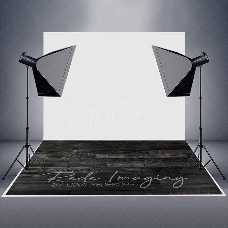 Aperturee - Aperturee Vintage Black Wooden Photography Rubber Floor Mat