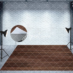 Aperturee - Aperturee Vintage Brown Fireplace Christmas Room Set Backdrop