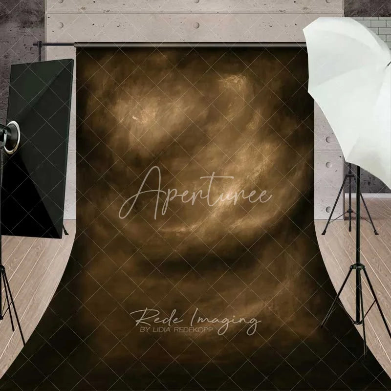 Aperturee - Aperturee Vintage Brown Painted Canvas Backdrop Abstract Sepia Cloud Texture Professional Fine Art Photography Background