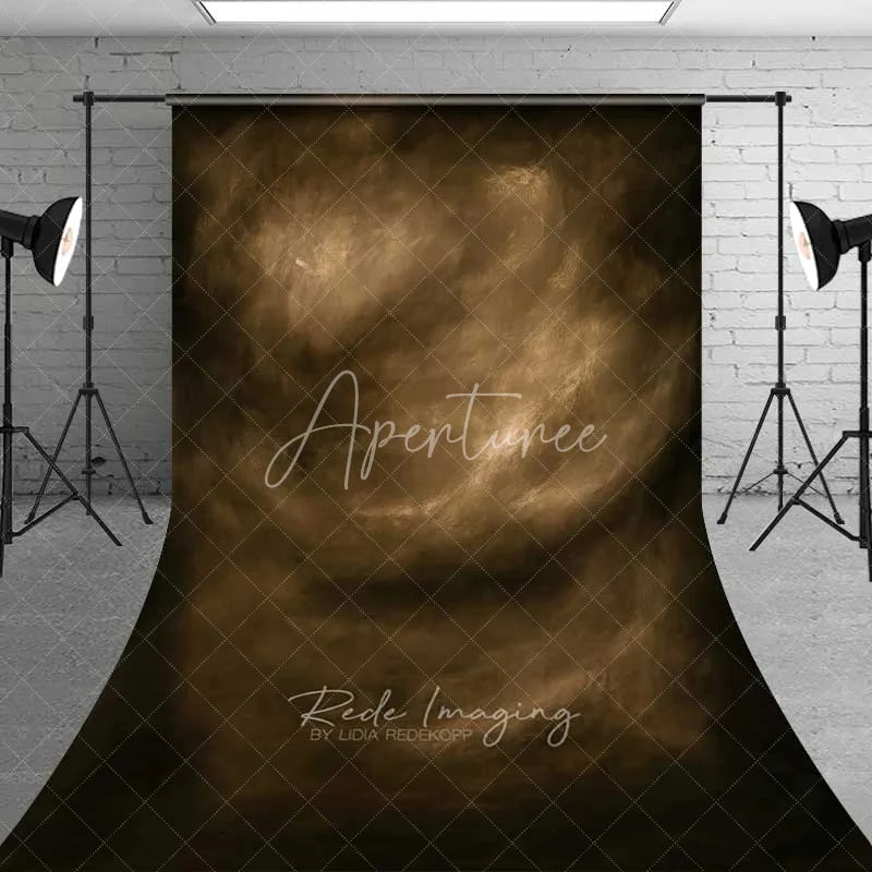 Aperturee - Aperturee Vintage Brown Painted Canvas Backdrop Abstract Sepia Cloud Texture Professional Fine Art Photography Background