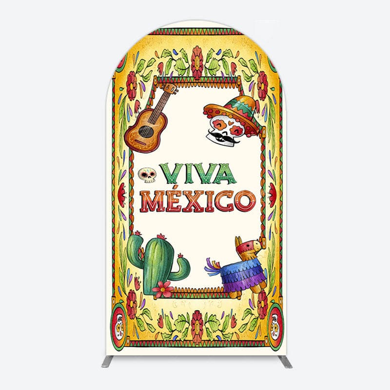 Aperturee - Aperturee Vintage Cactus Skull Viva Mexico Party Arch Backdrop