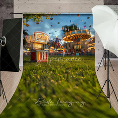 Aperturee - Aperturee Vintage Carnival Ticket Booth Cake Smash Backdrop Amusement Park Grass Sweep Portrait Studio Background