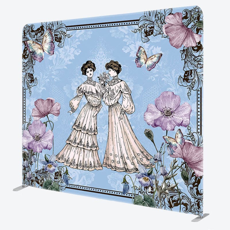 Aperturee - Aperturee Vintage Lady Garden Paint Floral Pillow Cover Backdrop