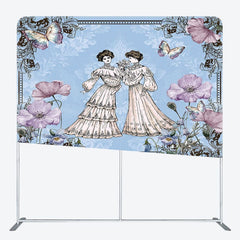 Aperturee - Aperturee Vintage Lady Garden Paint Floral Pillow Cover Backdrop