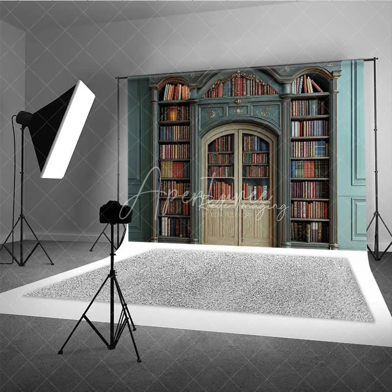 Aperturee - Aperturee Vintage Library Bookshelf Backdrop Magic School Study Room Photography Background Antique Bookcase Photo Prop