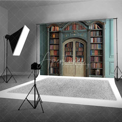 Aperturee - Aperturee Vintage Library Bookshelf Backdrop Magic School Study Room Photography Background Antique Bookcase Photo Prop