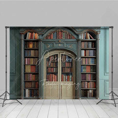 Aperturee - Aperturee Vintage Library Bookshelf Backdrop Magic School Study Room Photography Background Antique Bookcase Photo Prop