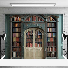 Aperturee - Aperturee Vintage Library Bookshelf Backdrop Magic School Study Room Photography Background Antique Bookcase Photo Prop