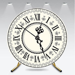 Aperturee - Aperturee Vintage Roman Numeral Clock Round Backdrop Antique Ivory Timepiece Photography Cover