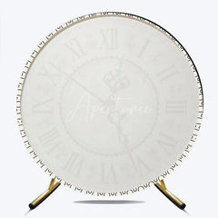 Aperturee - Aperturee Vintage Roman Numeral Clock Round Backdrop Antique Ivory Timepiece Photography Cover
