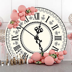 Aperturee - Aperturee Vintage Roman Numeral Clock Round Backdrop Antique Ivory Timepiece Photography Cover