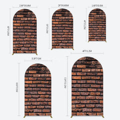 Aperturee - Aperturee Vintage Rural Red Black Brick Wall Arch Backdrop
