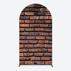 Aperturee - Aperturee Vintage Rural Red Black Brick Wall Arch Backdrop