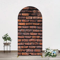 Aperturee - Aperturee Vintage Rural Red Black Brick Wall Arch Backdrop