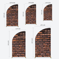Aperturee - Aperturee Vintage Rural Red Black Brick Wall Half Moon Arch Backdrop