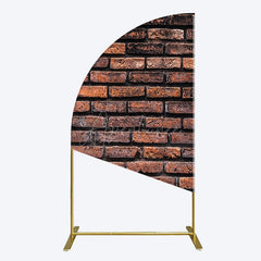 Aperturee - Aperturee Vintage Rural Red Black Brick Wall Half Moon Arch Backdrop