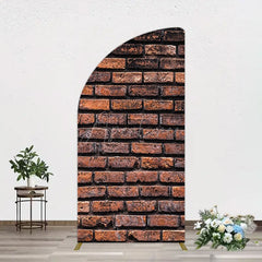 Aperturee - Aperturee Vintage Rural Red Black Brick Wall Half Moon Arch Backdrop