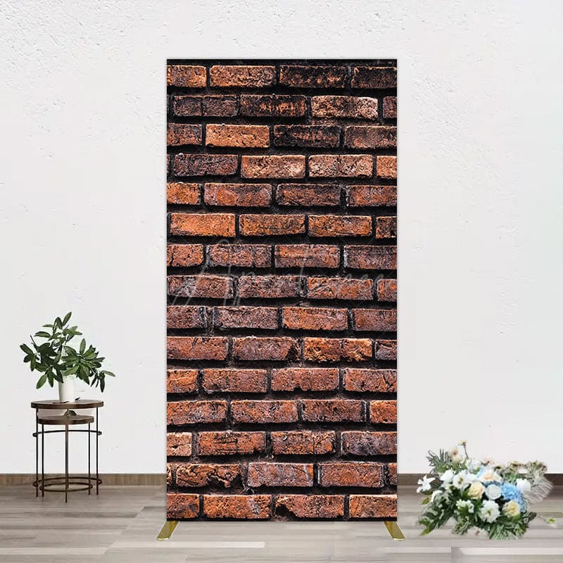 Aperturee - Aperturee Vintage Rural Red Black Brick Wall Rectangle Backdrop