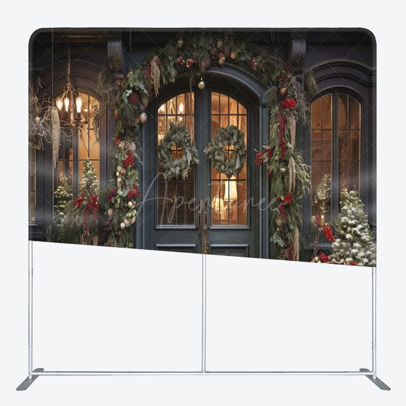 Aperturee - Aperturee Vintage Store Xmas Trees Tension Fabric Backdrop