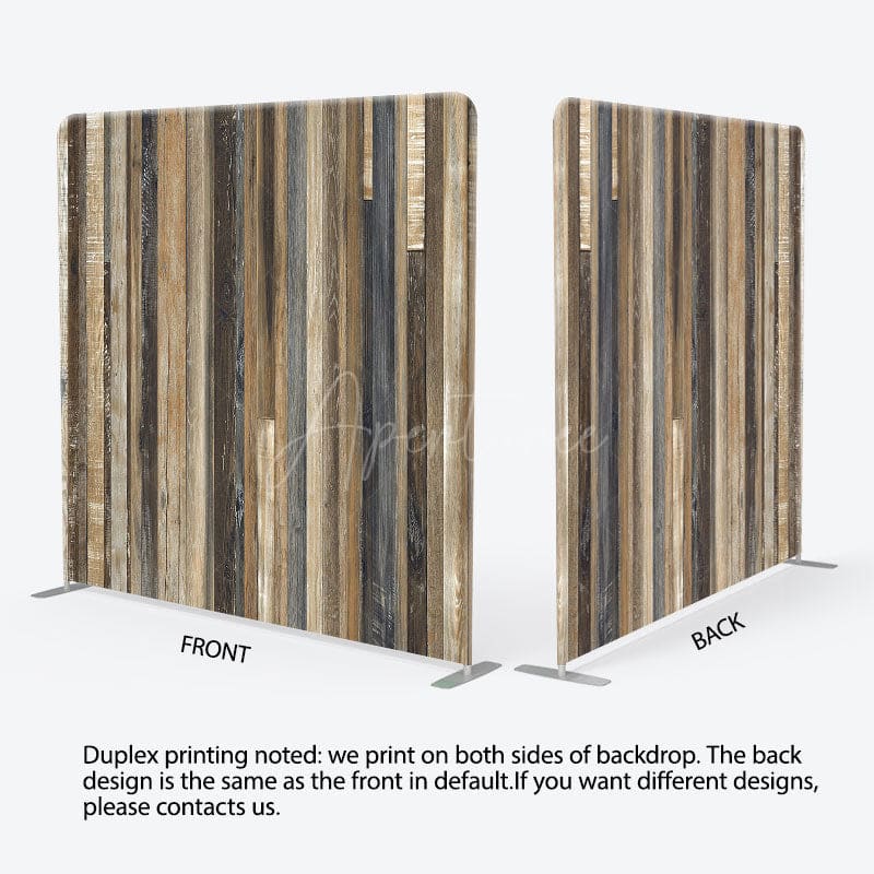 Aperturee - Aperturee Vintage Wooden Stripe Photo Square Tension Backdrop