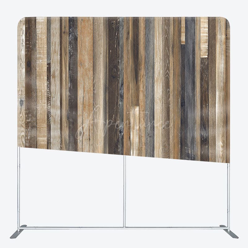 Aperturee - Aperturee Vintage Wooden Stripe Photo Square Tension Backdrop