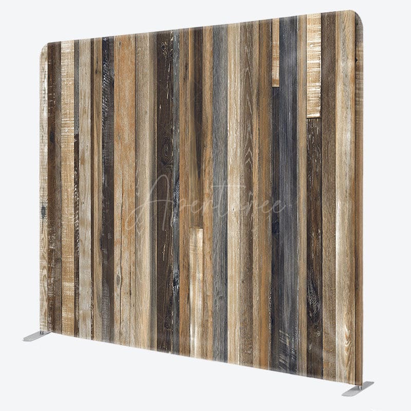 Aperturee - Aperturee Vintage Wooden Stripe Photo Square Tension Backdrop
