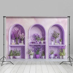 Aperturee - Aperturee Violet Arch Door Floral Spring Photography Backdrop